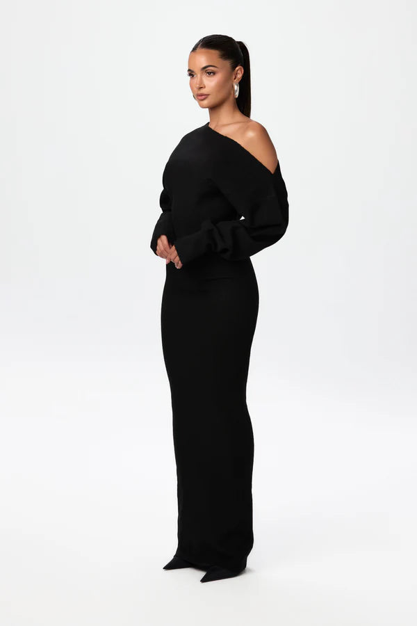 Serena Knit Off-Shoulder Maxi Jurk