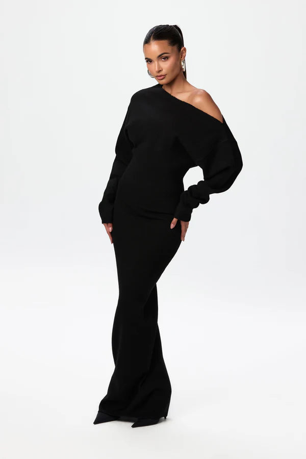 Serena Knit Off-Shoulder Maxi Jurk