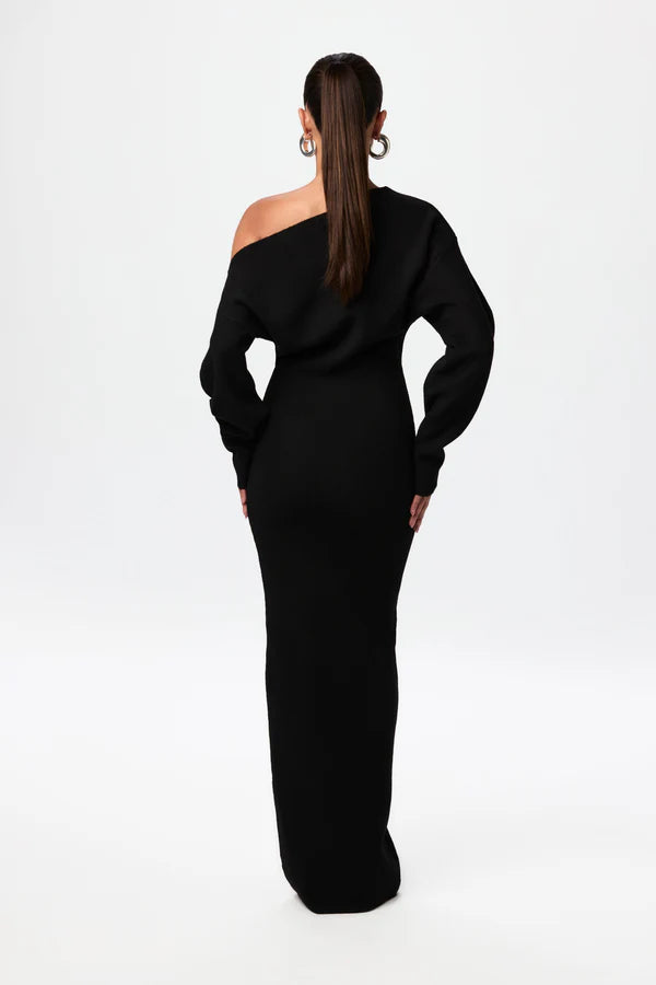 Serena Knit Off-Shoulder Maxi Jurk