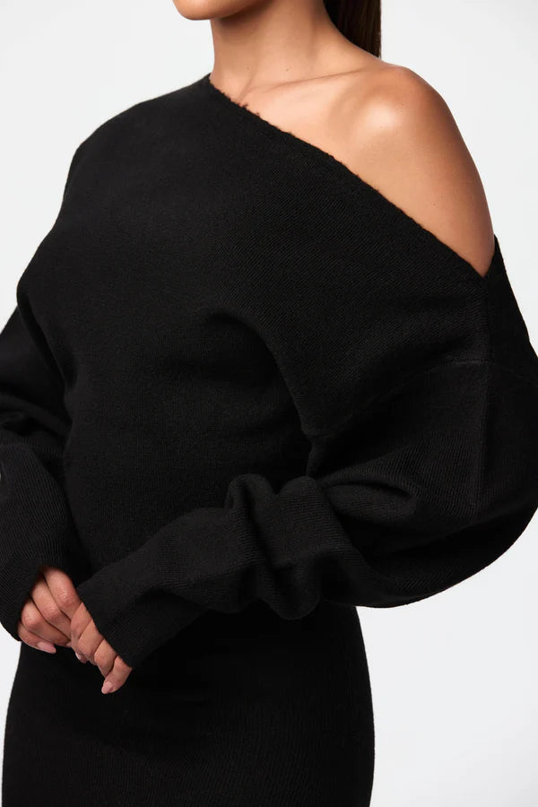 Serena Knit Off-Shoulder Maxi Jurk