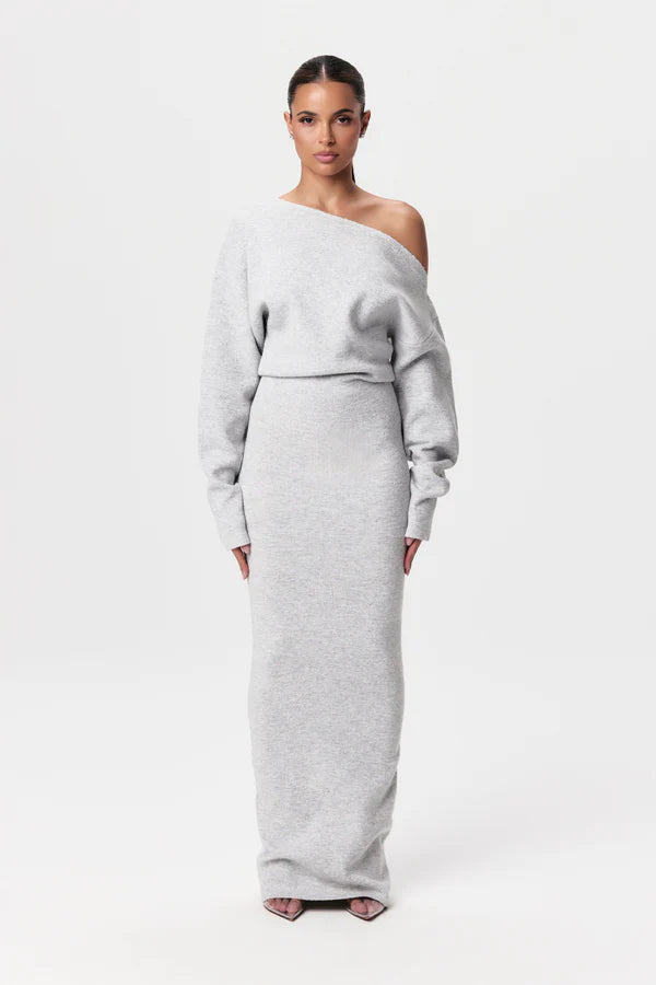 Serena Knit Off-Shoulder Maxi Jurk