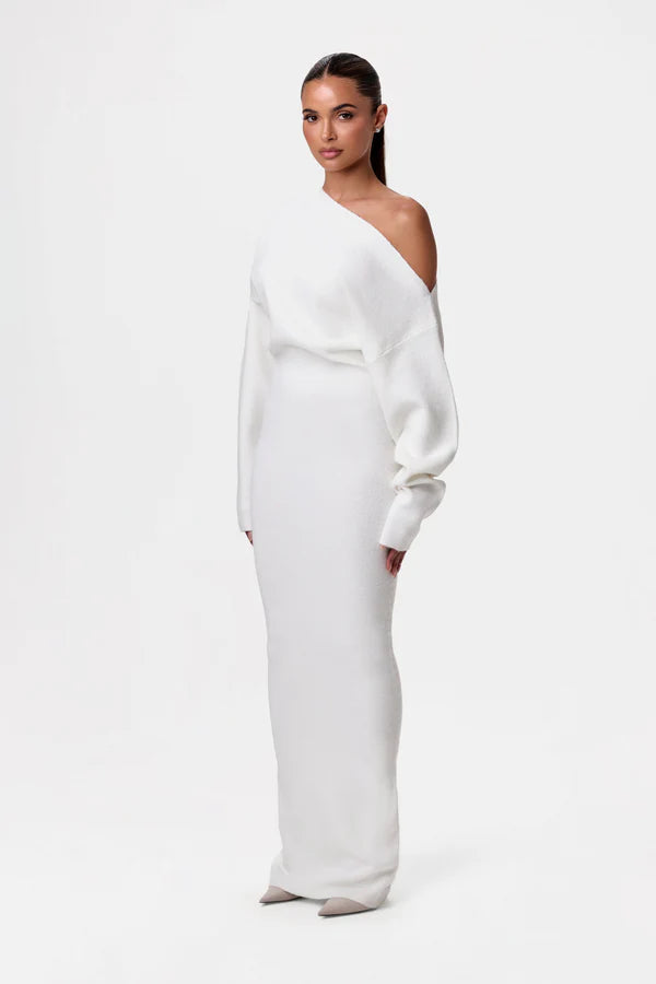 Serena Knit Off-Shoulder Maxi Jurk