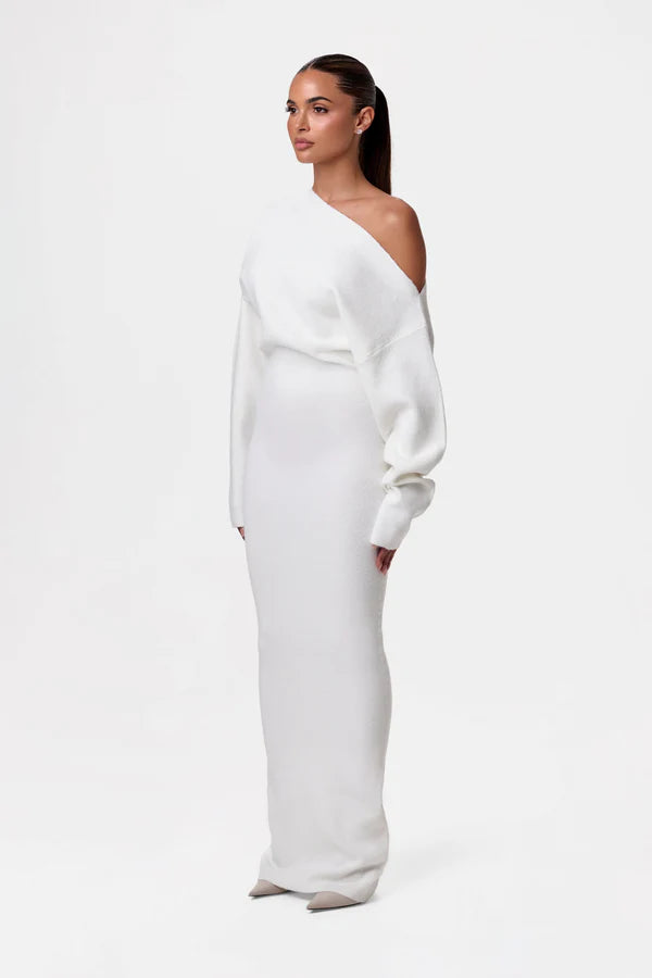 Serena Knit Off-Shoulder Maxi Jurk