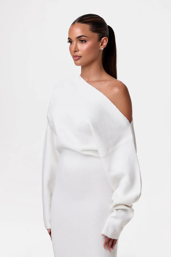 Serena Knit Off-Shoulder Maxi Jurk