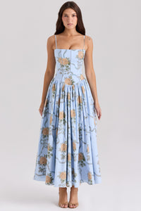 Blue Vintage Rose Print